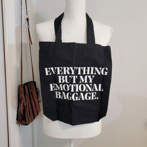 Il Makiage Everything But My Emotional Baggage Black Canvas Tota Bag - NWT
